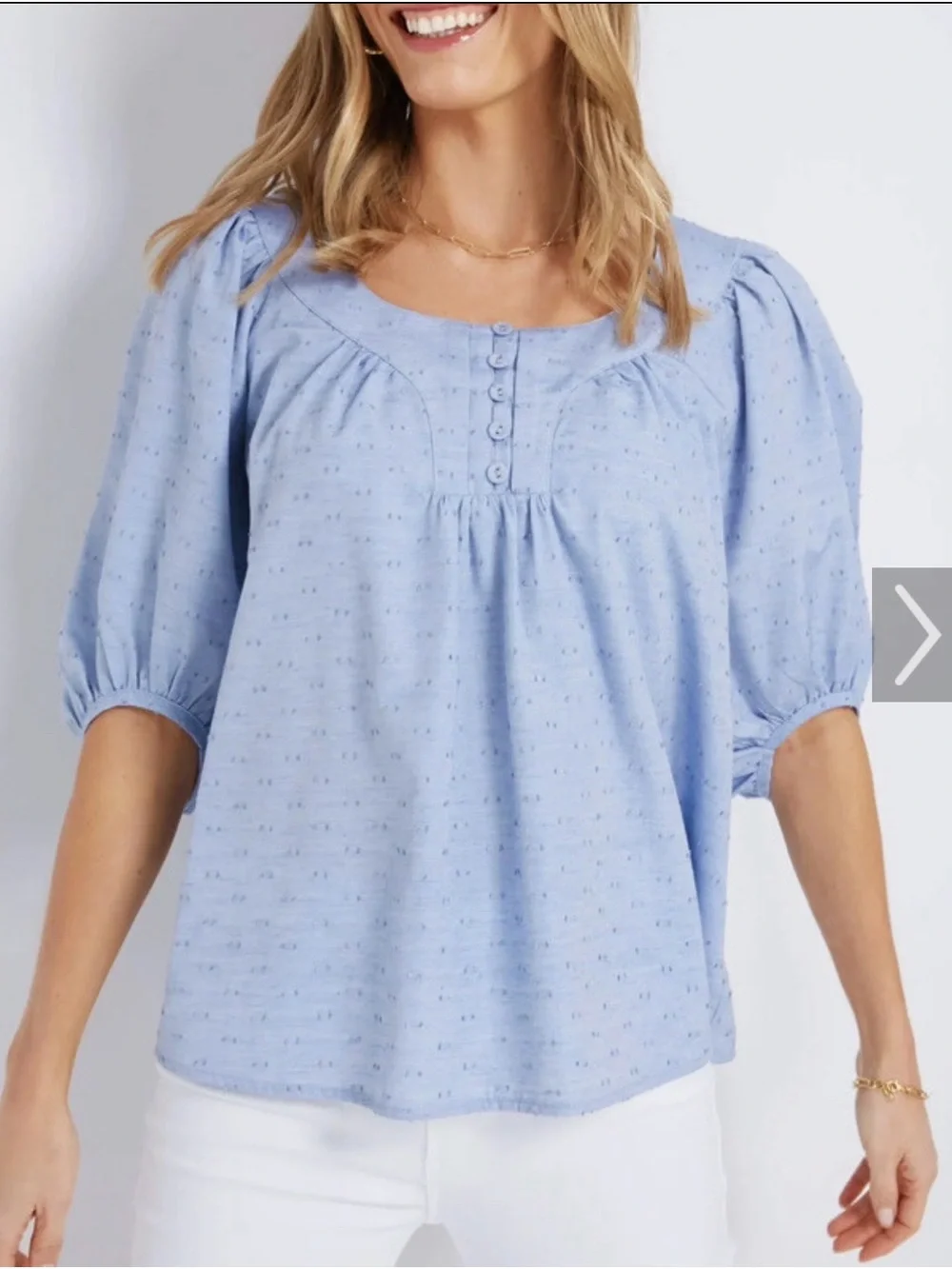 Tuckernuck Pomander Place Chambray Inara Blouse Size Small